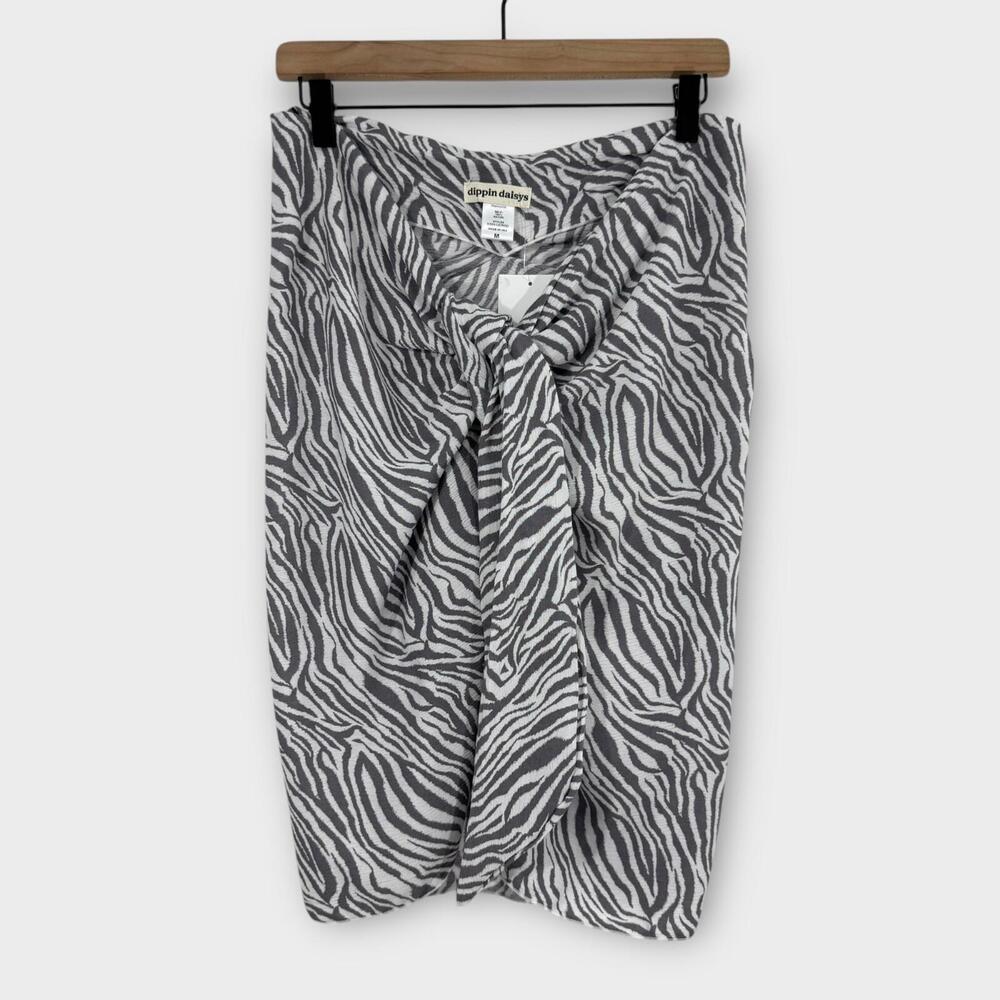 Dippin’ Daisy’s Women’s Size Medium Grey Zebra Print Nomad Sarong Swim Cover Up